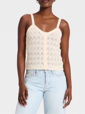 Universal Thread Cream Eyelet Knit Camisole